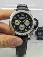 Swiss Grade Knockoff Luminor Panerai Chronograph Watch Black Leather